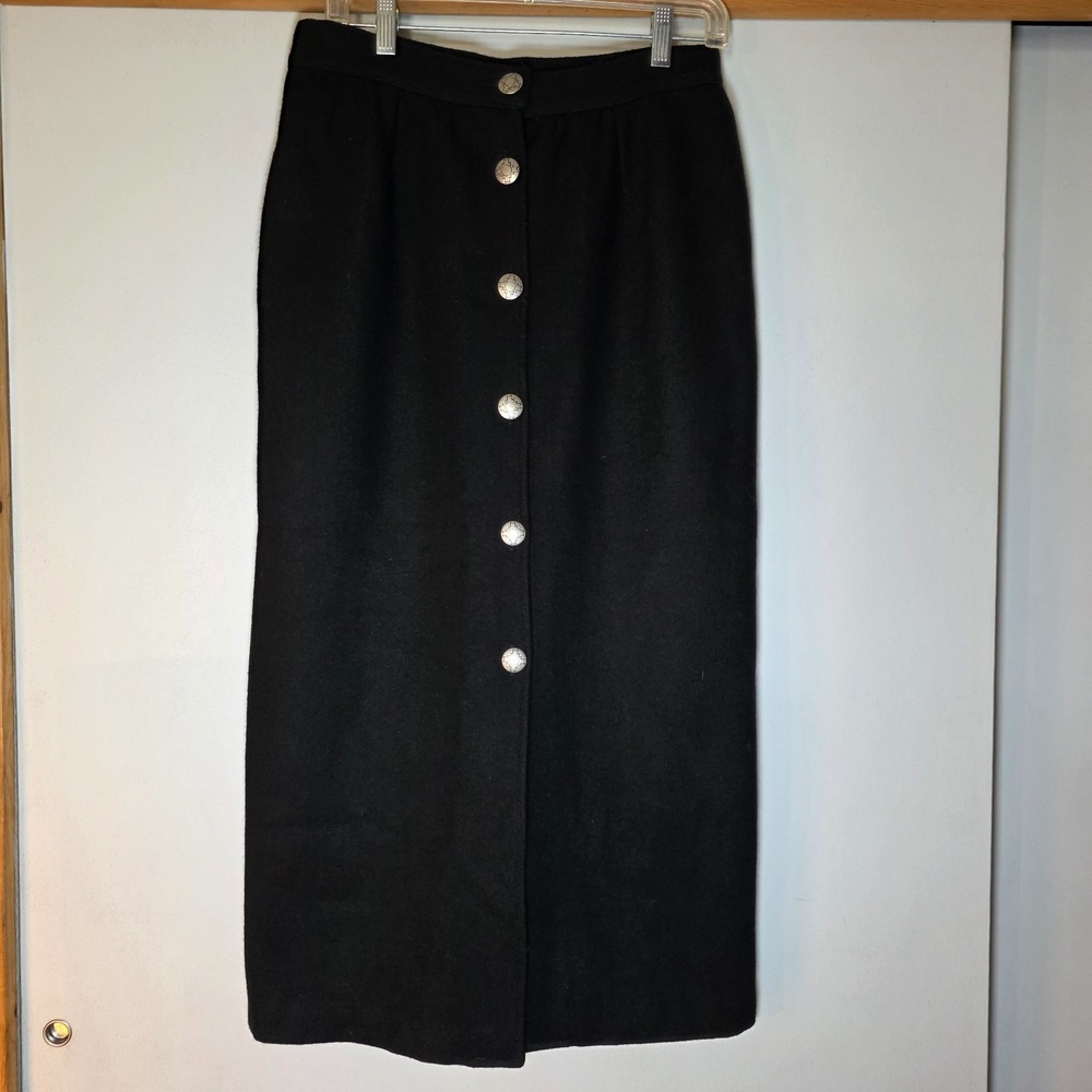Vintage Pioneer Wear Womens 10 Wool Button Midi Skirt Whimsigoth Western Country